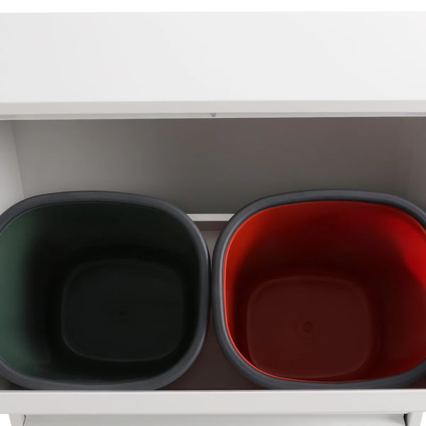 Affaldssorteringsskab til køkken - Skraldespand - Kapacitet 4×15 L (60 L) - Mål 56×24,5×91 cm - Materiale Plast - Farve Hvid