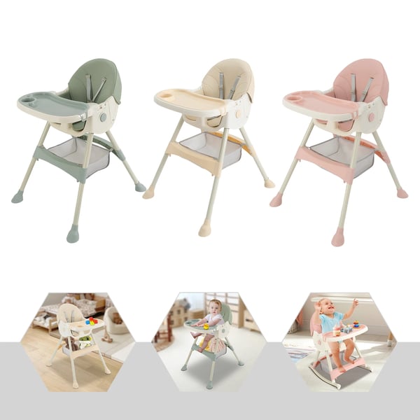 Baby højstol - Spisestol - Ryglæn 3 positioner - Bakke 3 positioner - Alder 6 mdr–3 år - Maks 15 kg - PP/Stål/PU - Mintgrøn