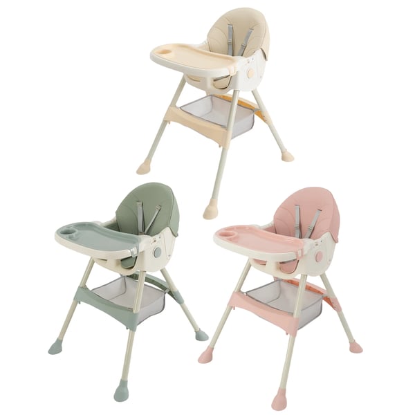 Baby højstol - Spisestol - Ryglæn 3 positioner - Bakke 3 positioner - Alder 6 mdr–3 år - Maks 15 kg - PP/Stål/PU - Mintgrøn