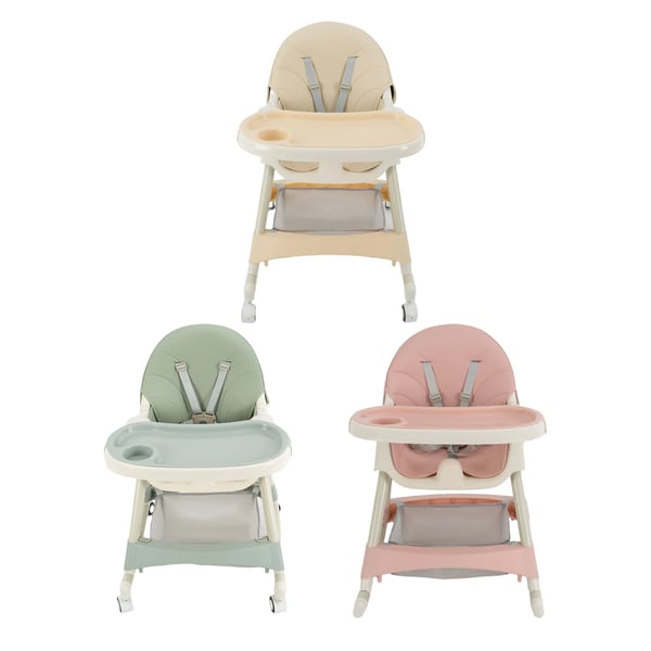 Baby højstol - Spisestol - Ryglæn 3 positioner - Bakke 3 positioner - Alder 6 mdr–3 år - Maks 15 kg - PP/Stål/PU - Mintgrøn