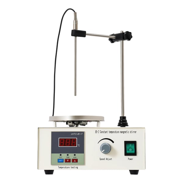Magnetomrører med varmeplade - Digital laboratoriemixer - Trinløs 0–2000 rpm - 0–99°C - 250 W - 2000 ml - EU-stik - Elfenbenshvid