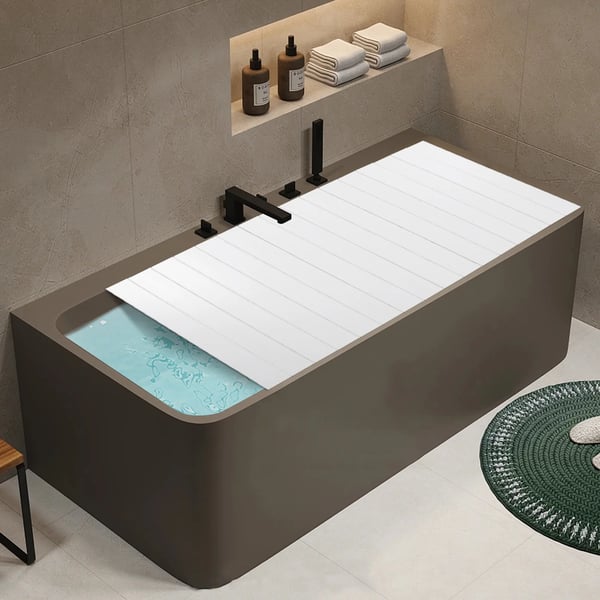 Badekarsdæksel - Badekarslåg - Foldbart - Isolerende - Plast - 170 x 70 x 0,65 cm - Hvid