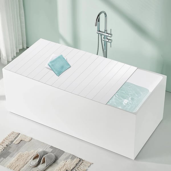 Badekarsdæksel - Badekarslåg - Foldbart - Isolerende - Plast - 170 x 70 x 0,65 cm - Hvid