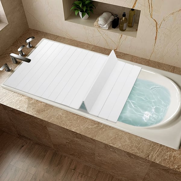 Badekarsdæksel - Badekarslåg - Foldbart - Isolerende - Plast - 170 x 70 x 0,65 cm - Hvid