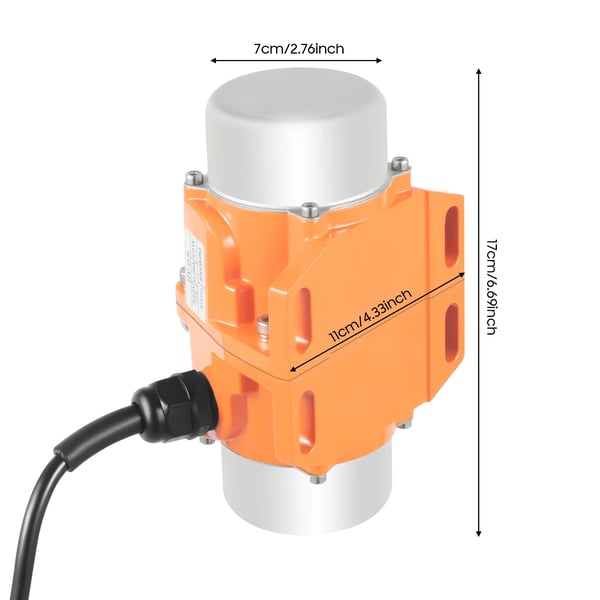 AC vibrationsmotor - Asynkron vibrator - 60 W - 220 V - 3000 o/min - 38 kg vibrationskraft - 1,5 m kabel - 17×11×7 cm