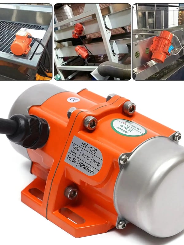 Vibrationsmotor - Asynkron - 120 W - 220 V - 3000 RPM - Vibrationskraft 55 kg - EU-stik - Gul/Sort