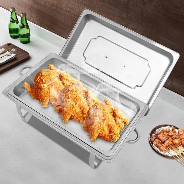 Buffetvarmer - Chafing dish - 9 l - Sammenklappelig - En indsats - Rustfrit stål - Til 6+ personer - Sølv