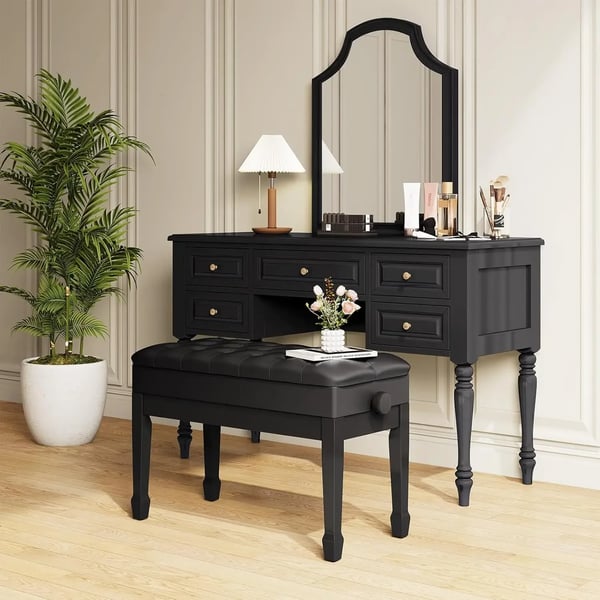 Klaverbænk - Dobbelt højdejusterbar - Ægte læder - Højde 49–59 cm - Sæde 73×36 cm - Minimalistisk moderne stil - Samling kræves - Sort