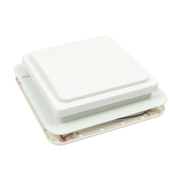 Autocamper/Campingvogn - Tagventilator - 28×28 cm - 12V 3,6W - 30 m³/min Luftflow - 33 dB Støjsvag - LED-lys - Rustfrit Stål - Hvid