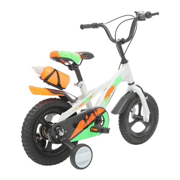 Børnecykel 30 cm - Cykel til børn - Dobbelt skivebremser - Støttehjul - Magnesiumfælge - Flaskeholder - 2–5 år - Hvid