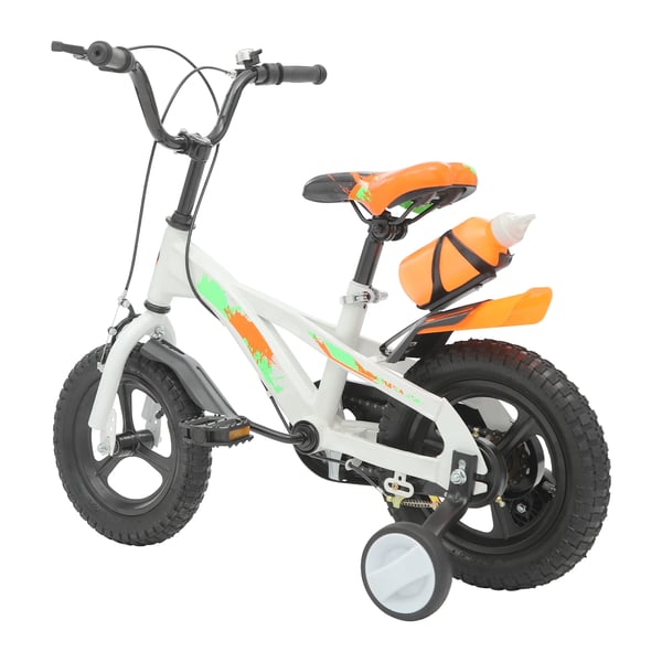 Børnecykel 30 cm - Cykel til børn - Dobbelt skivebremser - Støttehjul - Magnesiumfælge - Flaskeholder - 2–5 år - Hvid