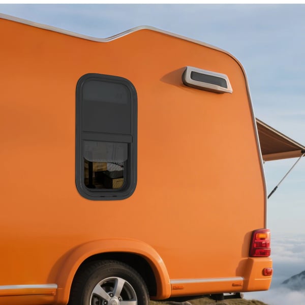 Autocamper/Caravan Vindue - Vertikalt Skydevindue - 30×60 cm - Hærdet Glas, Aluminiumsramme - Insektnet, Solafskærmning - Sort