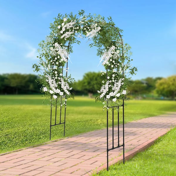 Havebue Rosenbue - Fritstående Metalbue - 240×150×40 cm - Til Klatreplanter, Bryllupper, Arrangementer - Sort