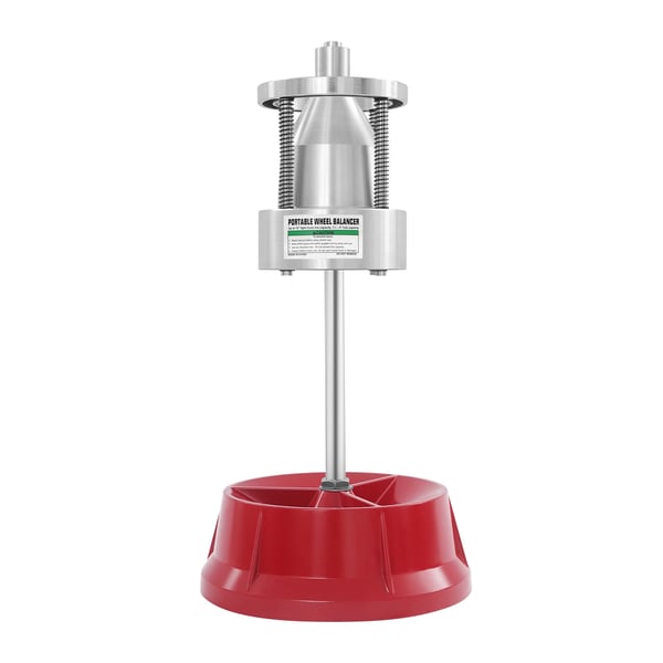 Hjulbalancer - Manuel model - Til biler & lette lastbiler - Nav 2,5–10 cm - Centerstang 2,07 cm - Størrelse 60,96×29,21 cm - Bærbar - Rød