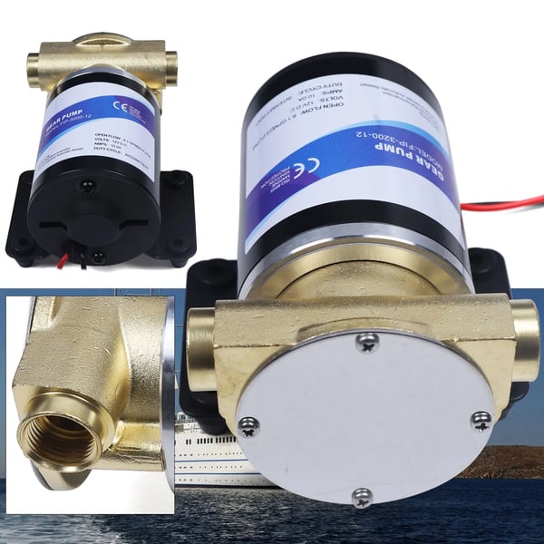 Dækspulepumpe - Gearpumpe - Nedsænkelig - Selvansugende - Højtryk - 12V - EU‑stik - Til motorkøling og dækrengøring