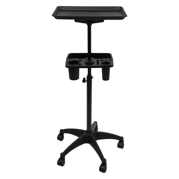 Salongsvagn - Brickbord på hjul - Höj- och sänkbar 68–101 cm - 2 Hyllplan - 5 Universella Hjul - Aluminium/PP/ABS - 45×33 cm - Svart