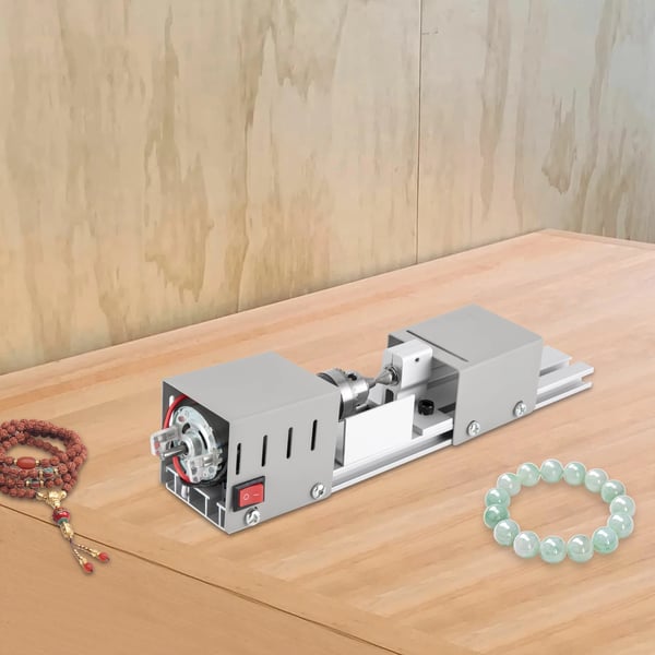 Mini bænksliber - Polermaskine - 96 W - DC 12–24 V - Dobbelt aksel - 795 børstet motor - Aluminiumslegeringschassis - 30×6×7 cm - Sølv