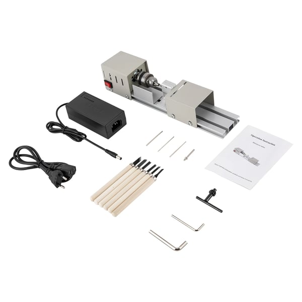 Mini bænksliber - Polermaskine - 96 W - DC 12–24 V - Dobbelt aksel - 795 børstet motor - Aluminiumslegeringschassis - 30×6×7 cm - Sølv