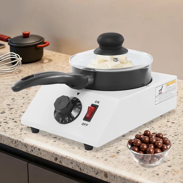 Elektrisk chokoladesmelter - tempereringsmaskine - 40 W - 1 skål - 30–85 °C justerbar - 220–230 V, 50–60 Hz - sort