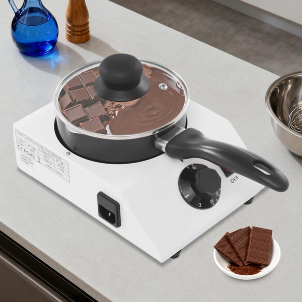 Elektrisk chokoladesmelter - tempereringsmaskine - 40 W - 1 skål - 30–85 °C justerbar - 220–230 V, 50–60 Hz - sort