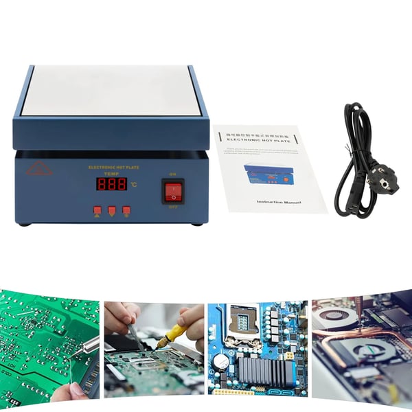 PCB forvarmeplade - Elektrisk lodde-forvarmestation - 800 W - Antistatisk - Til reflow-lodning - Blå