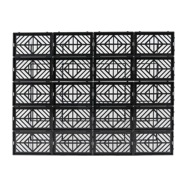 Skokasser - Stablebare opbevaringskasser - Sæt med 20 - Til garderobe og soveværelse - 92×70×34,5 cm - Sort