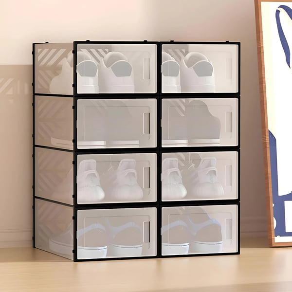 Skokasser - Stablebare opbevaringskasser - Sæt med 20 - Til garderobe og soveværelse - 92×70×34,5 cm - Sort