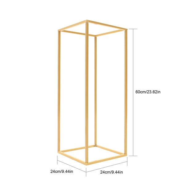 Bryllups borddekoration - Geometrisk blomsterstander i søjleform - 60 cm høj, 24×24 cm base, 4-pak, jern, rektangulær, bærer 10 kg - Guld