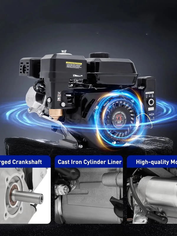 Benzinmotor - Gasmotor - Miljøvenlig - Slidstærk - Lav Støj - Til Generatorer og Betonblandere - Sort