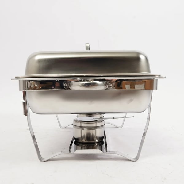 Buffetvarmer - Chafing Dish Bain-Marie - Sammenklappelig - Dobbelt rum - Rustfrit stål - Brændstofbrændere - 7,5 L - Sort