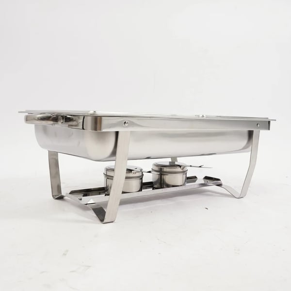 Buffetvarmer - Chafing Dish Bain-Marie - Sammenklappelig - Dobbelt rum - Rustfrit stål - Brændstofbrændere - 7,5 L - Sort