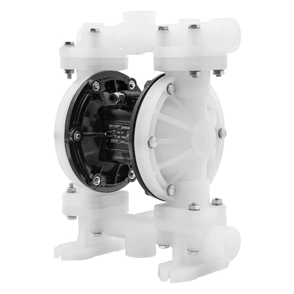 Luftdrevet dobbeltmembranpumpe - QBY3-25APP - Flow 12 m³/h - Sugehøjde 5 m - 15 mm ind/ud - Luftindtag 10 mm - Aluminium/PP