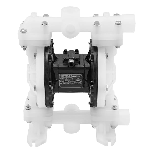 Luftdrevet dobbeltmembranpumpe - QBY3-25APP - Flow 12 m³/h - Sugehøjde 5 m - 15 mm ind/ud - Luftindtag 10 mm - Aluminium/PP