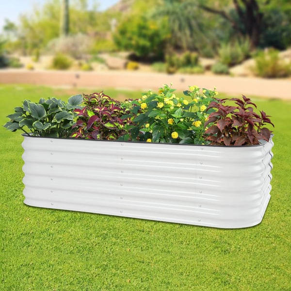 Højbed til have - Plantekasse - Metal - 195×60×43 cm - Til grøntsager, blomster, urter - Udendørs