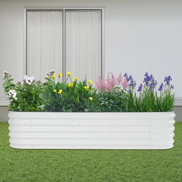 Højbed til have - Plantekasse - Metal - 195×60×43 cm - Til grøntsager, blomster, urter - Udendørs