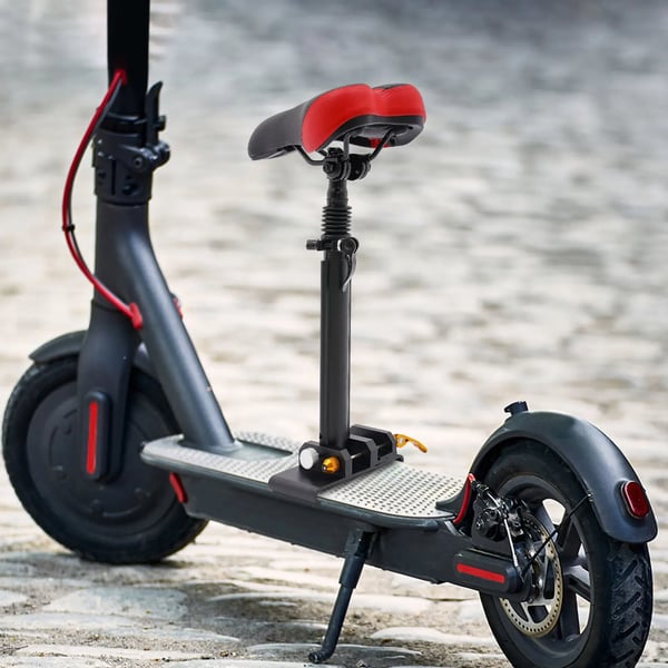 El-løbehjul sæde - Stødabsorberende - Sammenklappeligt - Højdejusterbart 45–65 cm - Max 100 kg - Universal montering - Aluminiumslegering - Hvid