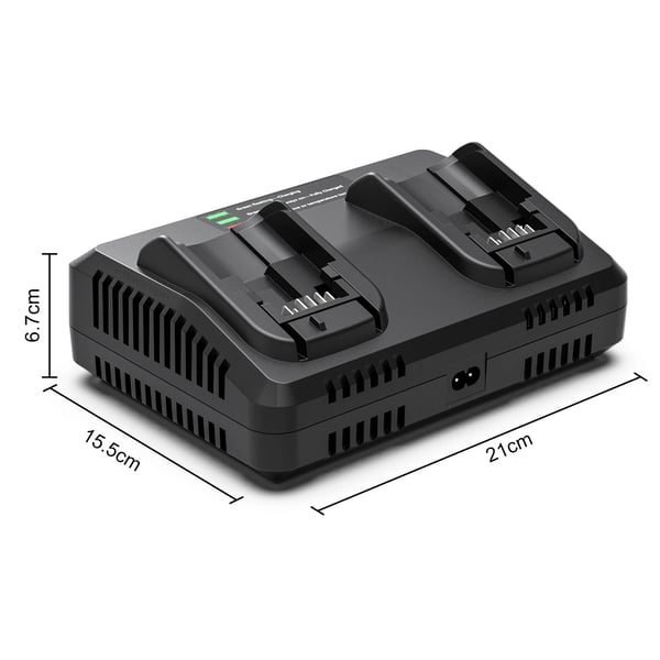 Batterioplader til elværktøj - Dobbelt Oplader 6A - Li-ion 18–60 V - Hurtig Opladning - EU-stik 220 V - Beige