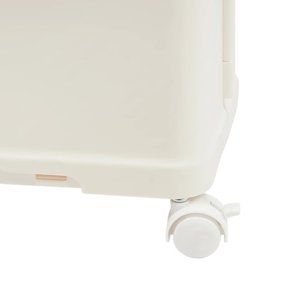 Badeværelsesskab - Smalt opbevaringsskab - 5 hylder - Med hjul - Fritstående - Mål 21×34×157 cm - Hvid