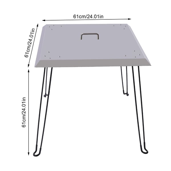 Nuotiopaikan lämpösuoja - Lämpöohjain/kansi - 66 x 8 cm - Ruostumaton teräs - Kantokahva - Suuntaa lämmön alas ja ulospäin - Hopea