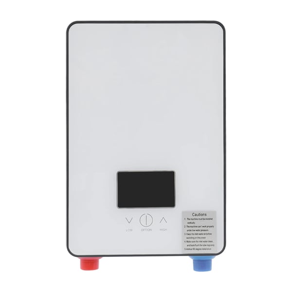 Elektrisk vandvarmer - Gennemstrømsvandvarmer - 6500W 220V - Vægmonteret - Øjeblikkelig opvarmning - LED-display - Håndbruser - Type B - Sølv