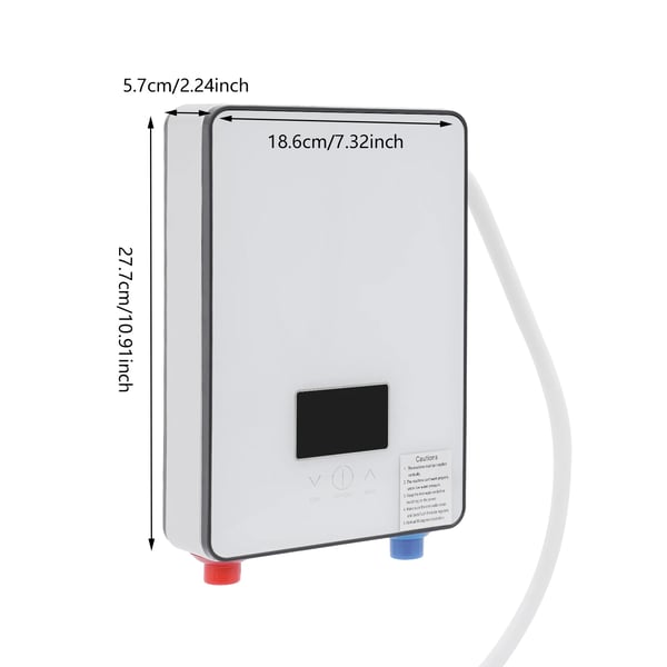 Elektrisk vandvarmer - Gennemstrømsvandvarmer - 6500W 220V - Vægmonteret - Øjeblikkelig opvarmning - LED-display - Håndbruser - Type B - Sølv