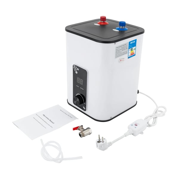Mini varmvattenberedare - Elektrisk 5 L - 0–65 °C termostat - Övre utlopp - Kompakt för kök & bad - Guld