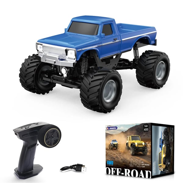 RC Rock Crawler auto - Malli 3601/3602 - Mittakaava 1:36 - 2,4 GHz - 4WD - RTR ja LED-valot - Jopa 60 min ajoaika - Taivaansininen