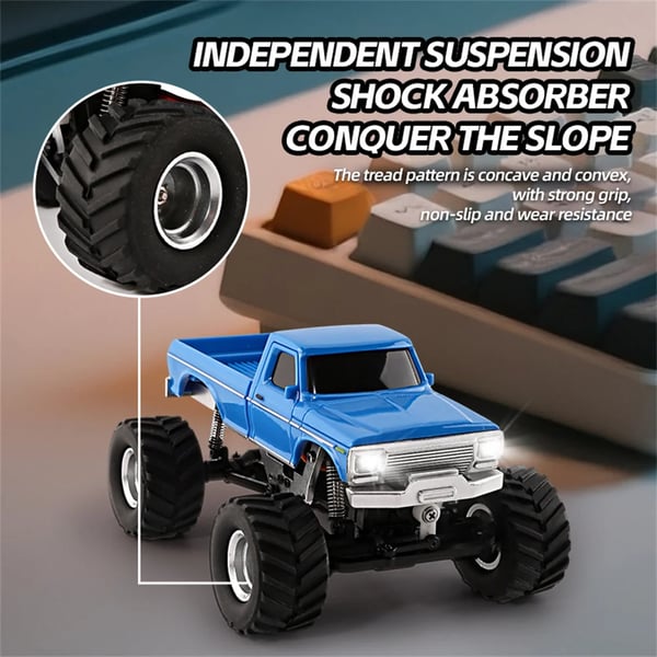 RC Rock Crawler auto - Malli 3601/3602 - Mittakaava 1:36 - 2,4 GHz - 4WD - RTR ja LED-valot - Jopa 60 min ajoaika - Taivaansininen