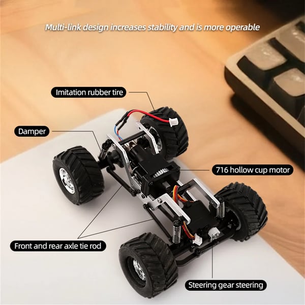 RC Rock Crawler auto - Malli 3601/3602 - Mittakaava 1:36 - 2,4 GHz - 4WD - RTR ja LED-valot - Jopa 60 min ajoaika - Taivaansininen