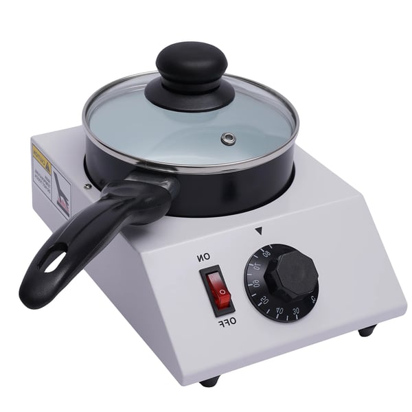 Chokoladesmelter - Elektrisk smeltegryde - Non-stick keramisk skål - Til temperering & varmholdning - CE/EU - Hvid