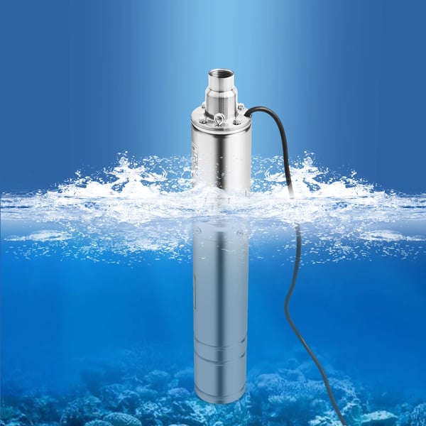 Dybbrøndspumpe - Neddykket brøndpumpe 220 V EU-stik - 0,5 kW (0,7 hk) - Max løftehøjde 100 m - 2850 o/min - 304 rustfrit stål - Ø8,7×58 cm - Sølv