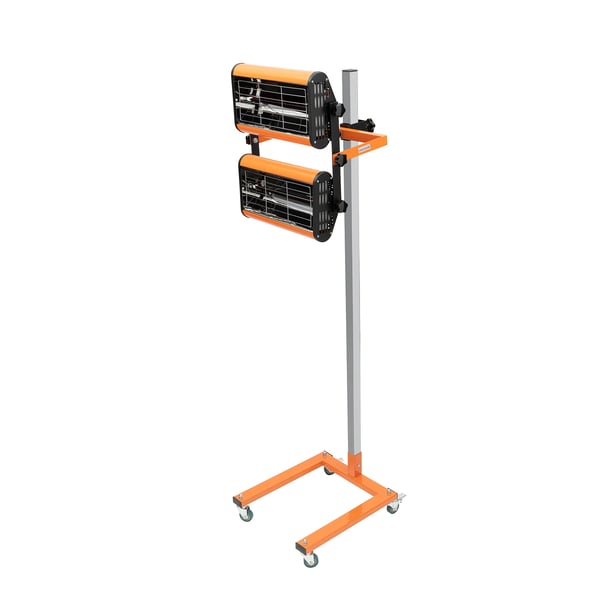 Infraröd Lacktork - 2×1000 W Härdlampa på Stativ - Justerbar Timer 0–60 min - Nätdrift - Orange/Gul