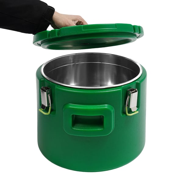 Isoleret suppebeholder - Catering madvarmer/varmeboks - 15 L - Isolering 8–12 Timer - 201 Rustfrit Stål Inderkar - Max 100°C - Indv. 31×23 cm - Grøn