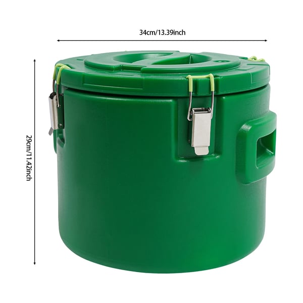 Isoleret suppebeholder - Catering madvarmer/varmeboks - 15 L - Isolering 8–12 Timer - 201 Rustfrit Stål Inderkar - Max 100°C - Indv. 31×23 cm - Grøn